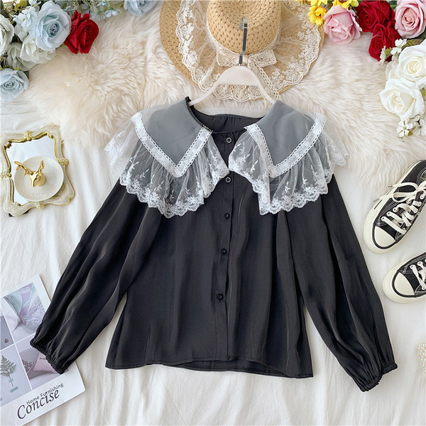 Модерна дамска риза с дантела и копчета в различни цветове