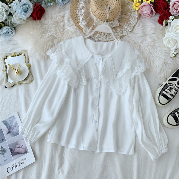 Модерна дамска риза с дантела и копчета в различни цветове