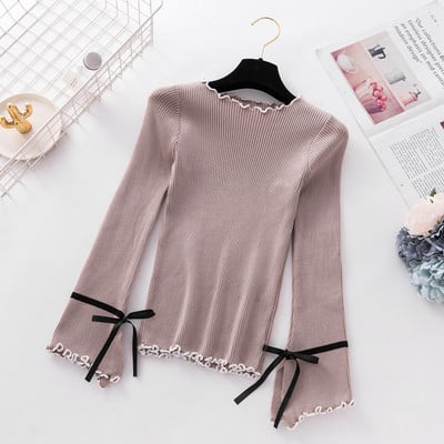 Модерна дамска блуза с къдрици и панделки