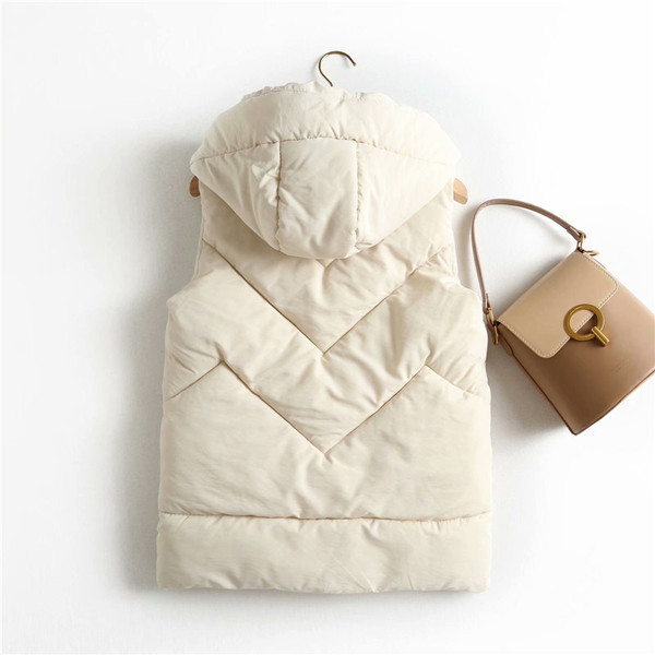 Ежедневен дамски елек в два цвята с джобове и качулка