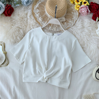 Модерна дамска блуза с О-образно деколте и цип в няколко цвята