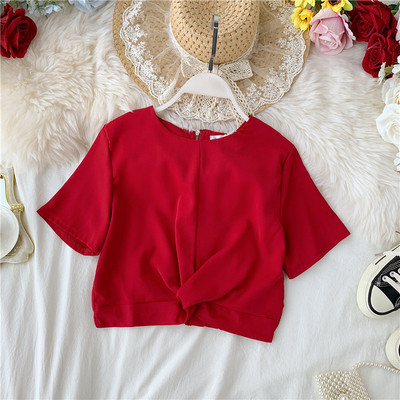 Модерна дамска блуза с О-образно деколте и цип в няколко цвята