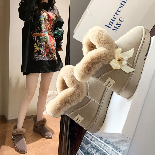 Модерни дамски боти с панделка и мека подплата в няколко цвята 