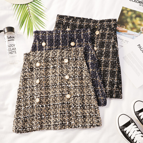 Актуална дамска пола с копчета в няколко цвята