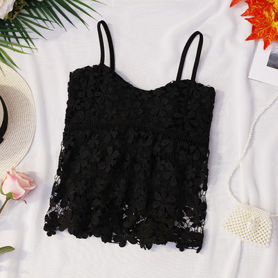 Дантелен дамски потник с тънки презрамки в няколко цвята