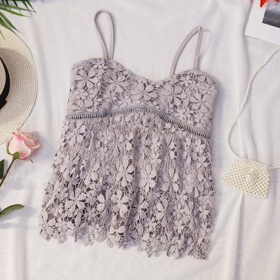 Дантелен дамски потник с тънки презрамки в няколко цвята