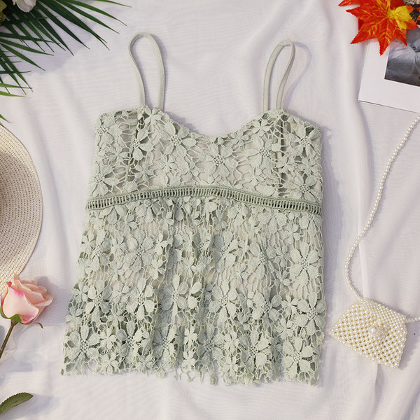 Дантелен дамски потник с тънки презрамки в няколко цвята