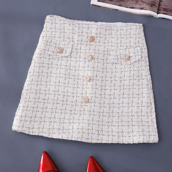 Есенна дамска пола с копчета и висока талия в различни цветове