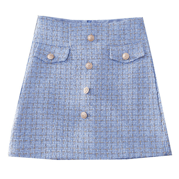 Есенна дамска пола с копчета и висока талия в различни цветове