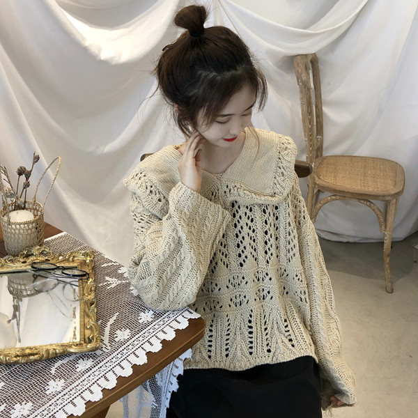 Дамска модерна плетена блуза в три цвята широк модел