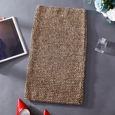 Елегантна дамска пола с лъскав ефект в черен, сребрист и златист цвят