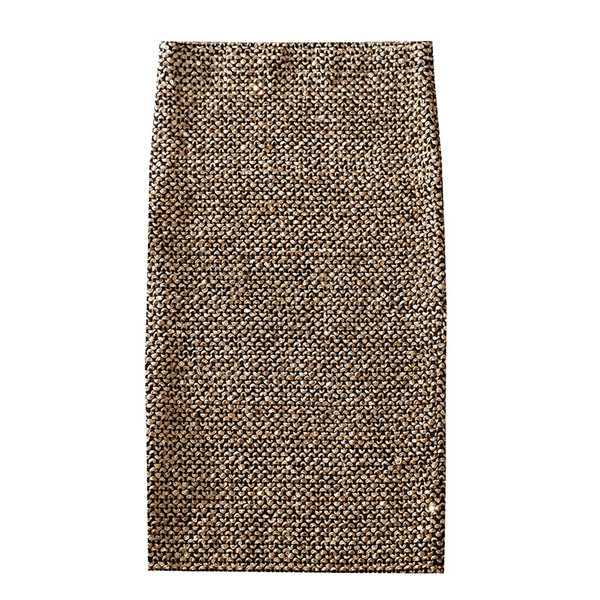 Елегантна дамска пола с лъскав ефект в черен, сребрист и златист цвят