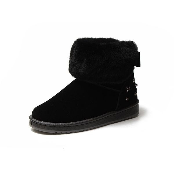 Модерни дамски боти с капси и пух в сив и черен цвят 