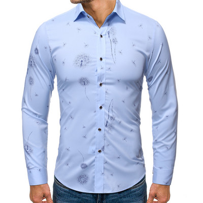 Модерна мъжка риза  с копчета в три  цвята