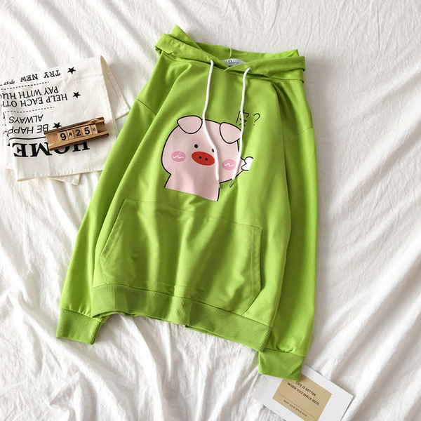 Ежедневен дамски суичър в пет цвята с апликация и качулка