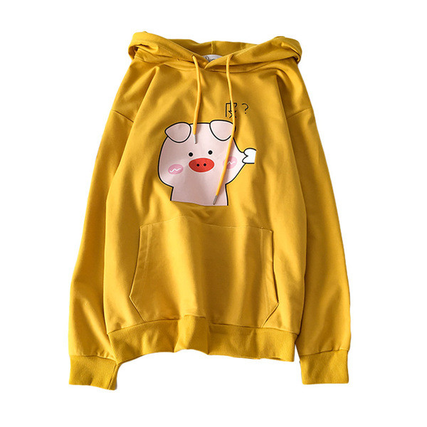 Ежедневен дамски суичър в пет цвята с апликация и качулка