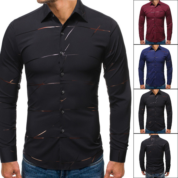 Мъжка риза с копчета и яка в три цвята