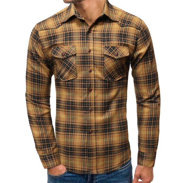 Мъжка карирана риза с джоб в два цвята