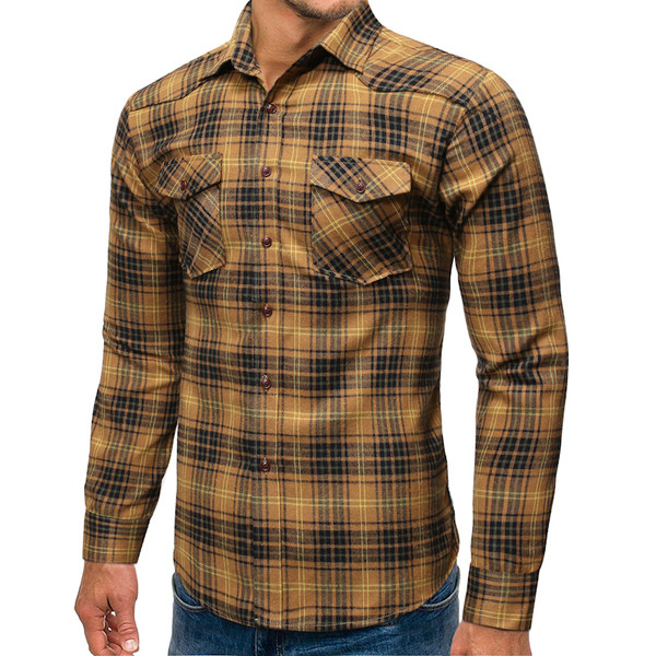 Мъжка карирана риза с джоб в два цвята