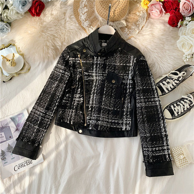 Стилно дамско яке с цип и джоб в черен цвят