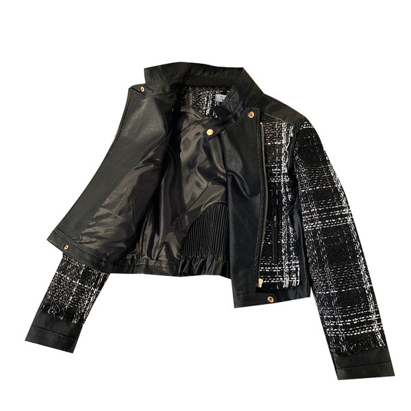 Стилно дамско яке с цип и джоб в черен цвят