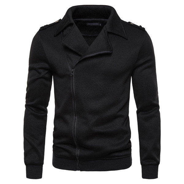 Модерен мъжки суичър с яка и цип в черен и сив цвят