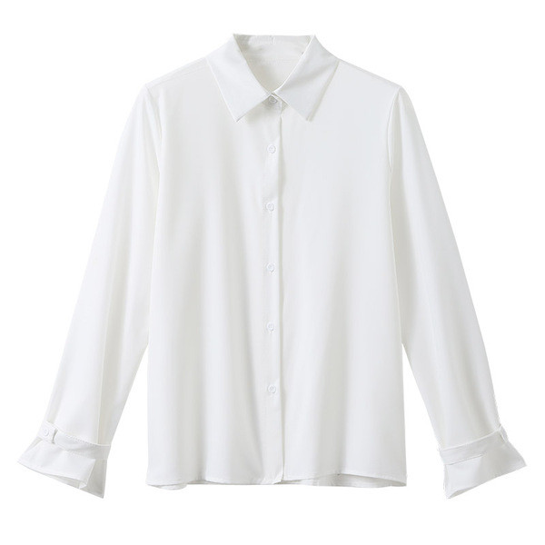 Нов модел дамска риза с класическа яка и дълъг ръкав в бял цвят