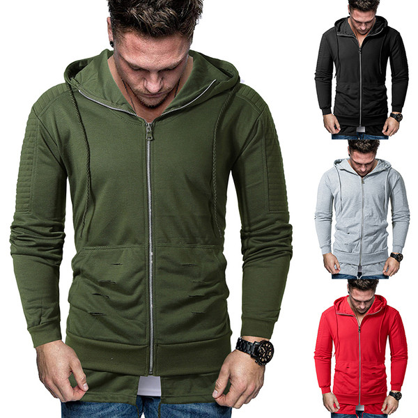 Ежедневен мъжки  суичър с качулка и цип  в няколко цвята