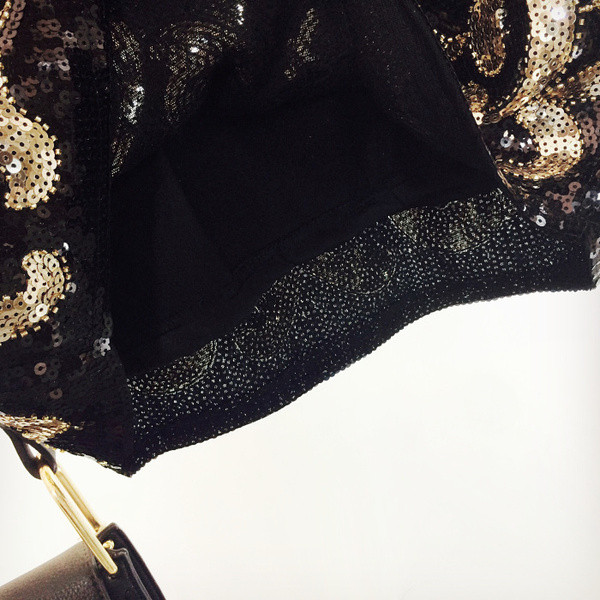 Дамска стилна пола с пайети и висока талия 