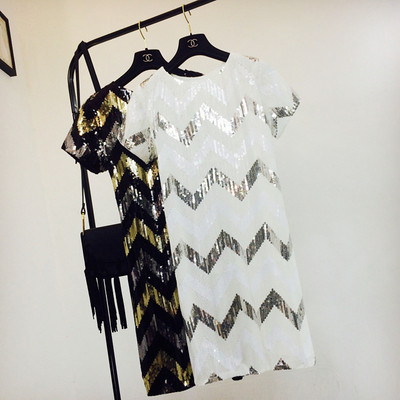 Rochie de dama moderna cu paiete in doua culori