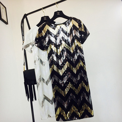 Rochie de dama moderna cu paiete in doua culori