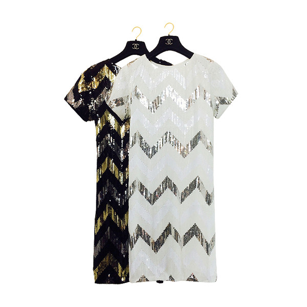 Дамска модерна рокля с пайети в два цвята 