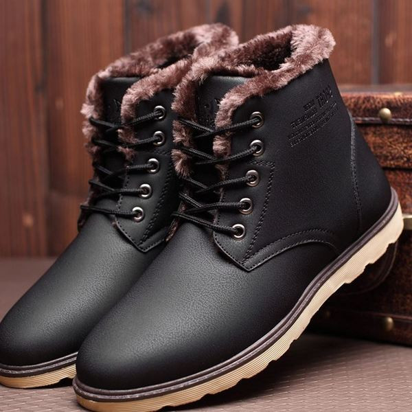 Мъжки боти от еко кожа с мека подплата и вързки в три цвята