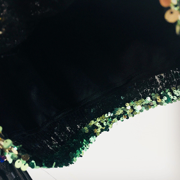 Дамска пола с цветни пайети и еластична висока талия 