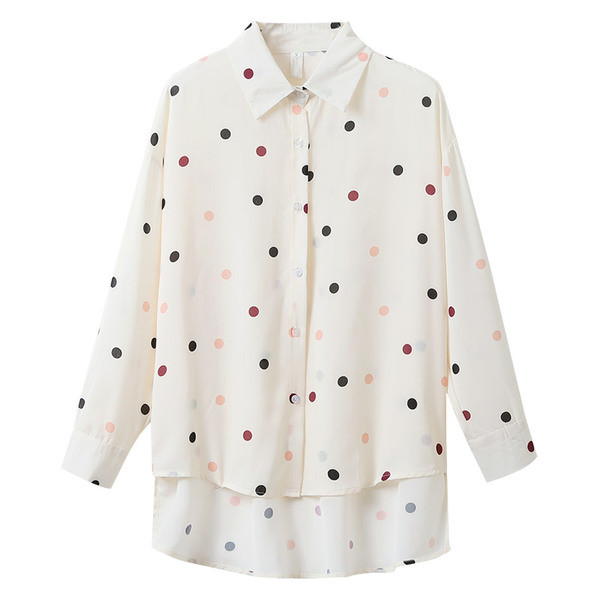 Нов модел асиметрична дамска риза на точки и класическа яка