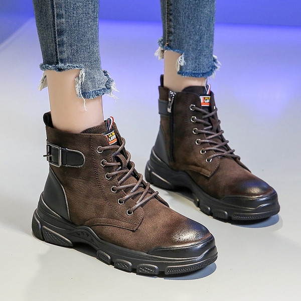 Дамски ежедневни боти от еко велур с връзки в два цвята