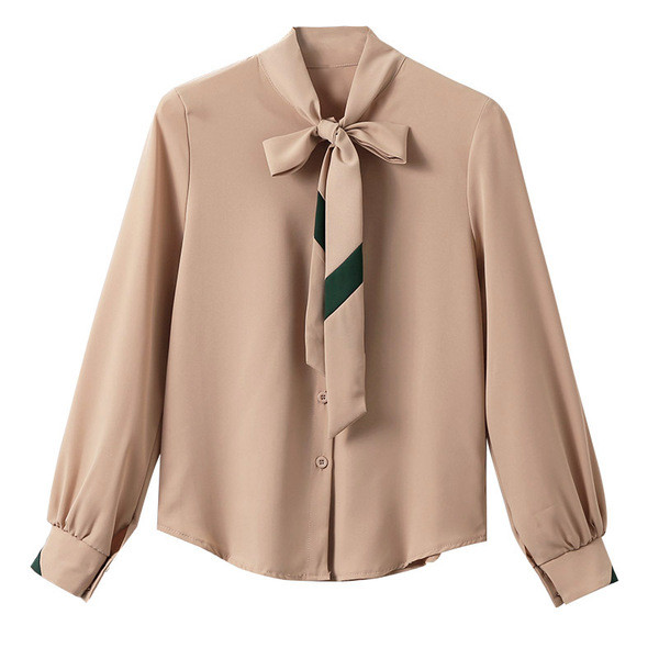 Нов модел дамска риза с дълъг ръкав и връзки в два цвята