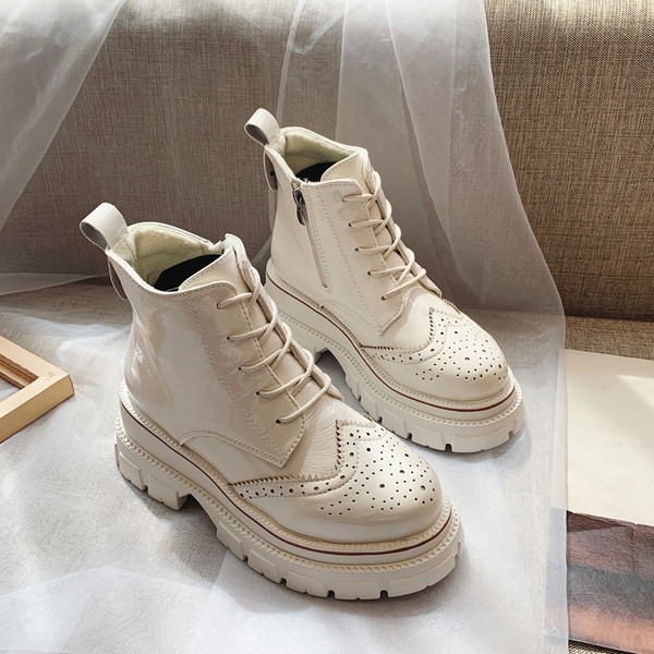 Ежедневни дамски боти с връзки и цип в четири цвята 