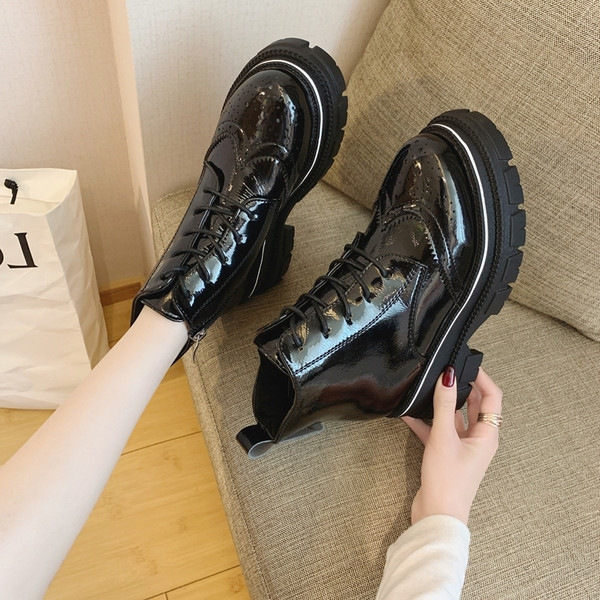 Ежедневни дамски боти с връзки и цип в четири цвята 