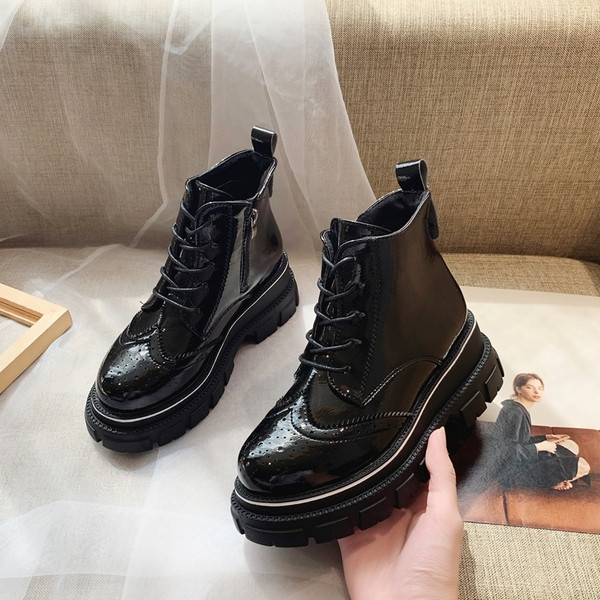 Ежедневни дамски боти с връзки и цип в четири цвята 