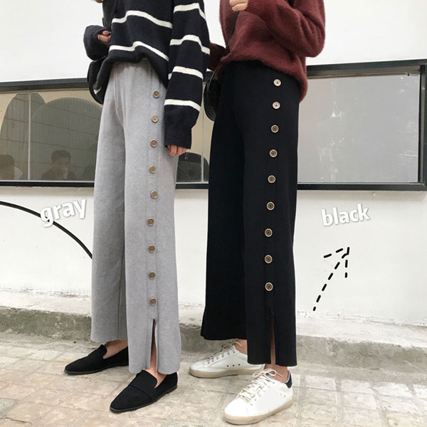 Pantaloni de dama model drept in doua culori cu nasturi