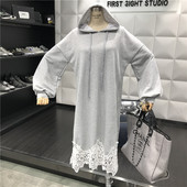 Rochie casual de dama cu gluga si dantela in trei culori