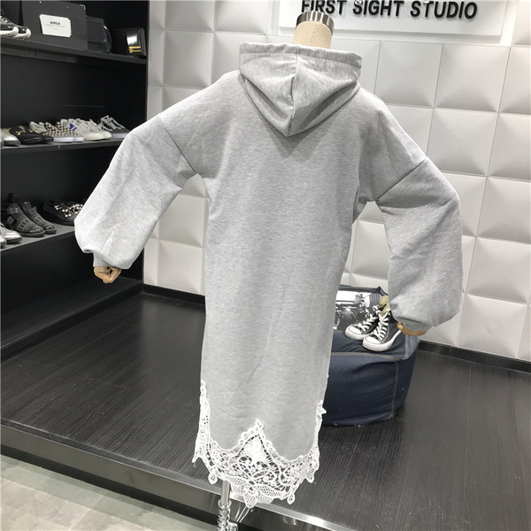 Rochie casual de dama cu gluga si dantela in trei culori