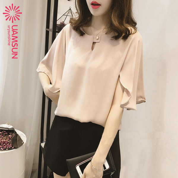 Obraz de dama modern cu maneci 3/4 si decolteu O in trei culori