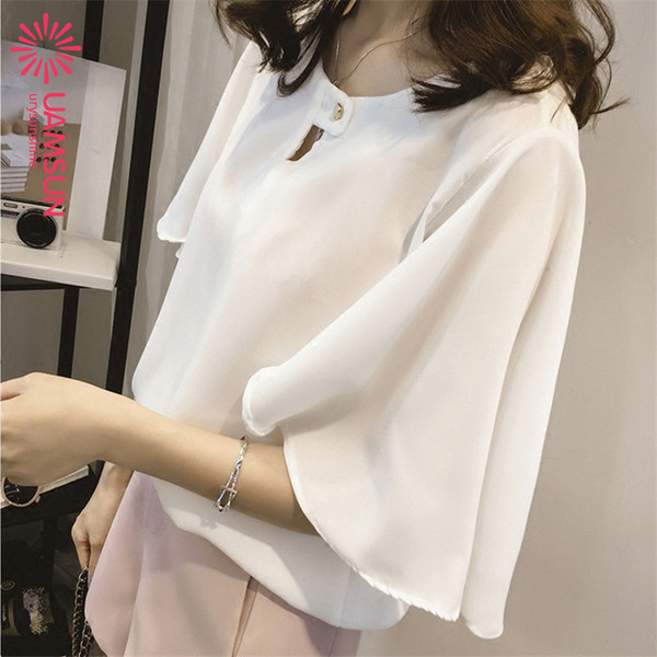 Obraz de dama modern cu maneci 3/4 si decolteu O in trei culori