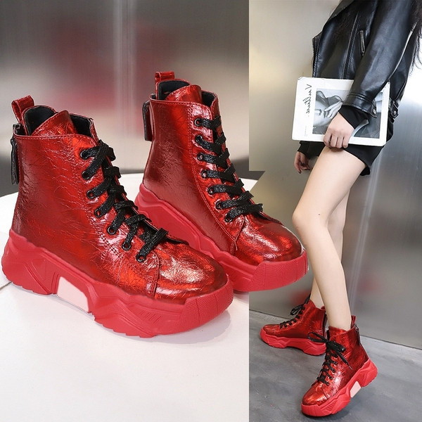 Ghete de dama moderne cu sireturi in trei culori