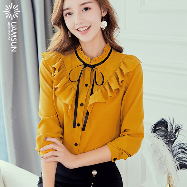 Cămașă modernă de damă cu decolteu O și mâneci lungi în mai multe culori