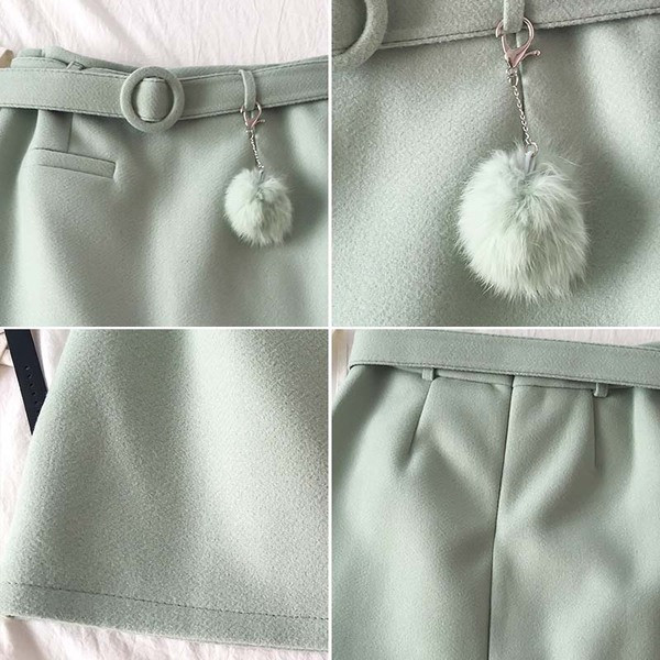 Fusta de dama moderna in patru culori cu curea si buzunar