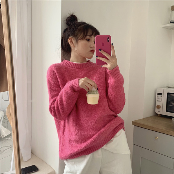 Pulover casual dama in patru culori cu decolteu oval