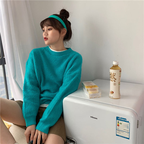 Pulover casual dama in patru culori cu decolteu oval